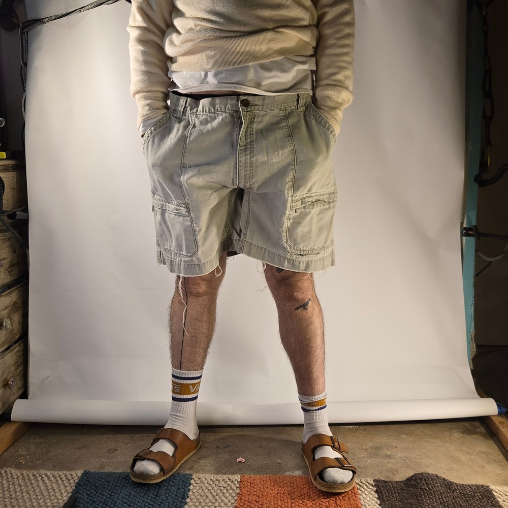 VTG Woolrich Mens 40 Utility Cargo Shorts Thrashed‎ Distressed Y2K Workwear USA